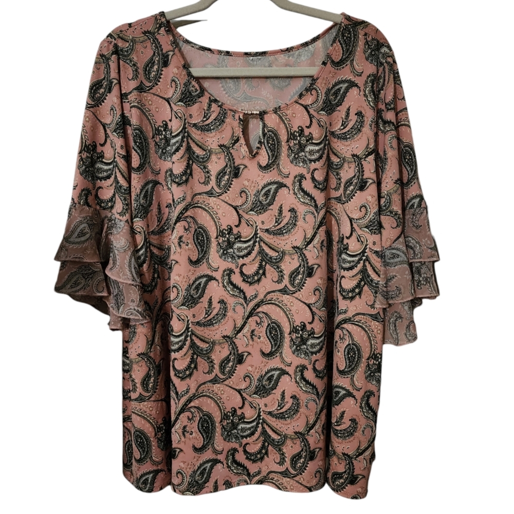 PerSeption sz 3X pink paisley blouse